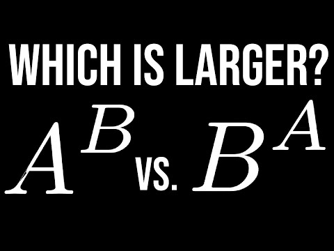 Which is larger: A^ B or B^A? (two visual proofs)