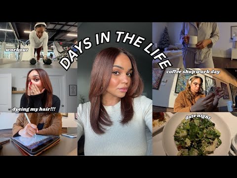 START TO THE NEW YEAR VLOG // Coffee shop work day, working out, date night + dyeing my hair!!