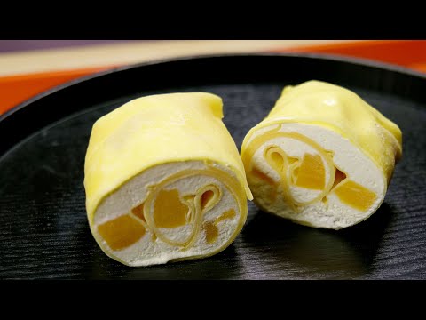 Yummy! If you like desserts, come and make yellow peach/mango cake rolls (towel rolls) with me