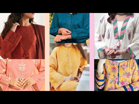 stylish and simple kurti neck and sleeves design