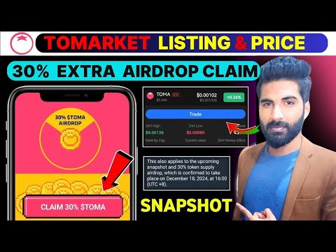 Tomarket 30% $Toma airdrop claim | Tomarket listing & price | Tomarket new update today