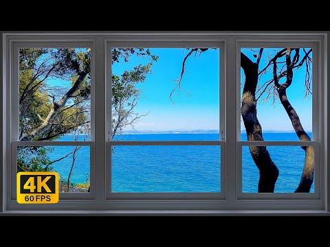 4K Greece sea window view - Relaxing, Calming, Ambience