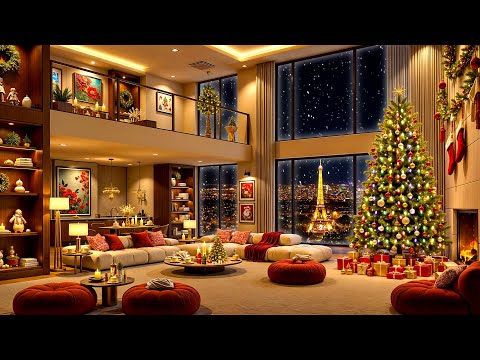 Paris Christmas Night 2025 🎄 Luxury Apartment with Smooth Jazz Saxophone Music 🎅 Christmas Songs