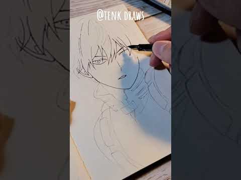 Fountain pen drawing anime | Shoto 轟焦凍 | MyHeroAcademia | TenK Draws #drawing #anime #shoto