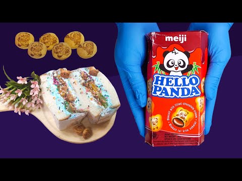 ASMR -Meiji Hello Panda biscuit With filled chocolate cream  to SandWich