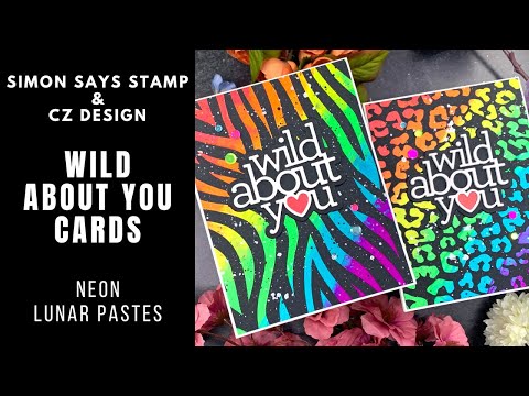 Neon Animal Print Cards w Lunar Pastes | Simon Says Stamp