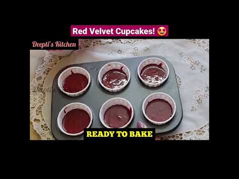 #shorts Red Velvet Cupcake | Eggless & No Oven | Valentine's Day Special ❤️ #redvelvetcupcake #viral