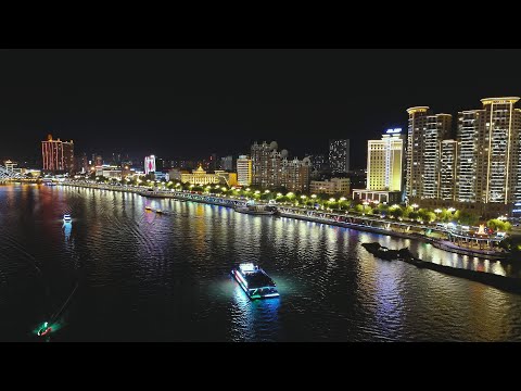 美麗的松花江夜景 中國吉林省吉林市(Sep. 2024)