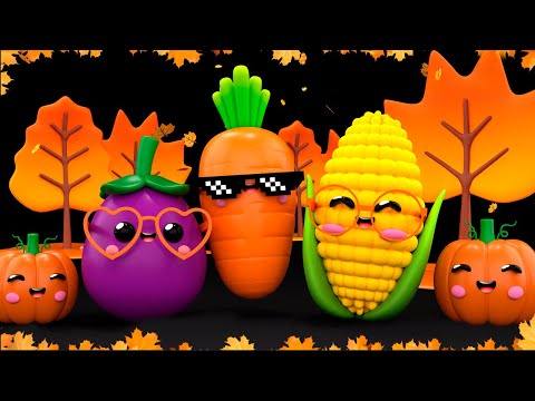 🍁Baby Fruit Dancing in AUTUMN 🍁🍂🎃🌰🥕🧡 Sensory Video with Relax Music!