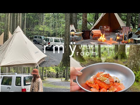 【CAMP】ラシーンとジムニーで行くダブルキャンプ⛺️初めての薪割り|京都のキャンプ場|自炊記録🍚