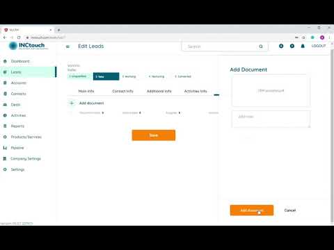 Inctouch CRM Add Document to Lead