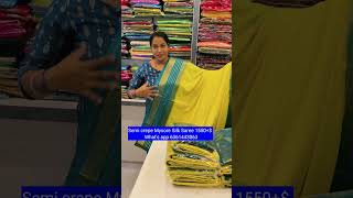 Semi crepe Mysore Silk Saree 1670+$  What's app 6361443063