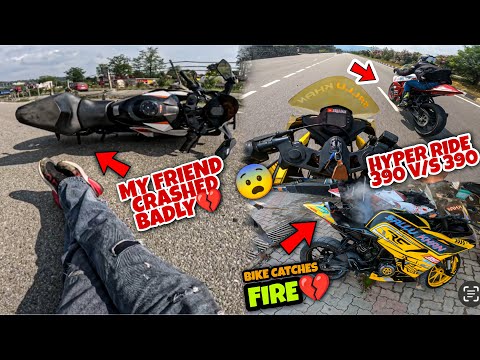 KTM RC 390 CATCH FIRE 🔥| My Firend Deadly Crashh On Drag Race😰 | KTM RC390 vs Rc 390💔