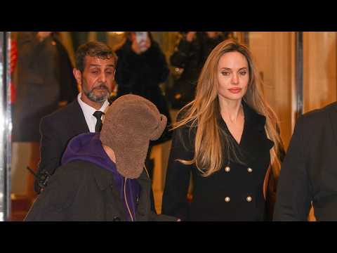 Angelina Jolie with Pax and Zahara in Paris after Golden Globe Nomination