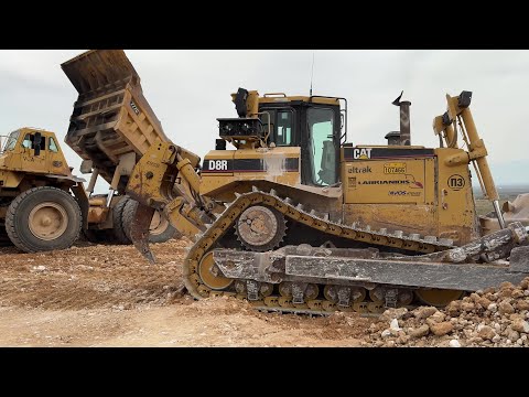 Caterpillar D8R Bulldozer Lays Εmbankments On Construction Site-  Sotiriadis/Labrianidis 4k