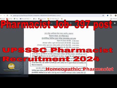 upsssc pharmacist vacancy 2024 | UPSSSC Homeopathic Pharmacist Recruitment 2024 | 379 Post