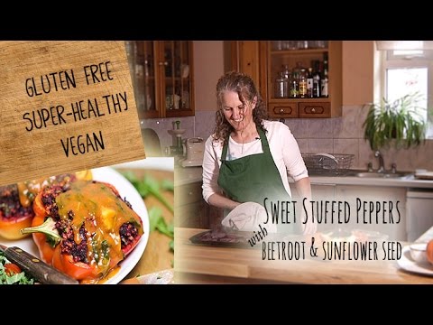 Sweet Stuffed Peppers with Beets and Sunflower seeds - gluten free, vegan