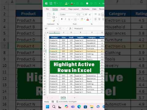 How To Highlight The Active Rows In Excel #shorts #exceltips #exceltricks