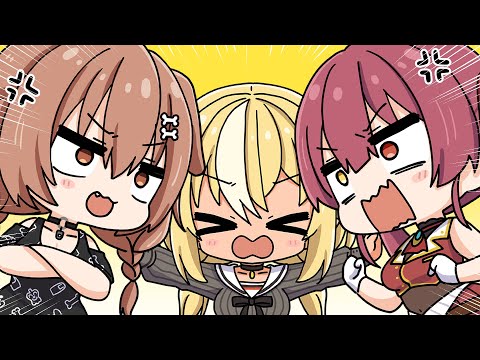 Flare doing her best to stop Marine and Korone from bickering【Hololive AnimatedClip/Eng sub】