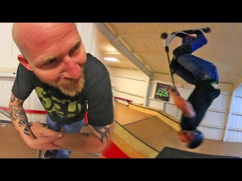 SCOOTER DAD BACKFLIPS AT INDOOR SKATEPARK | Rewind Skatepark Walkthrough