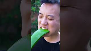 Creazy!eat raw！aloe vera| Chinese Food Eating Show | Funny Mukbang ASMR