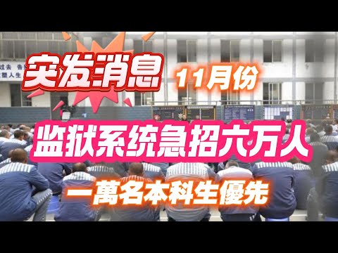 【突发消息】11月份监狱系统急招六万人，一萬名本科生優先，带编制。2024.11.134NO2551