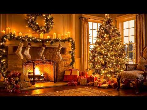 Merry Christmas 2024:  Crackling Relaxing Christmas Fireplace 🎄Christmas Music 2024 For Relax, Study