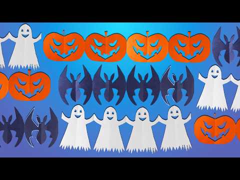 DIY Halloween Paper Garland  Pumpkins, Bats & Ghosts Tutorial