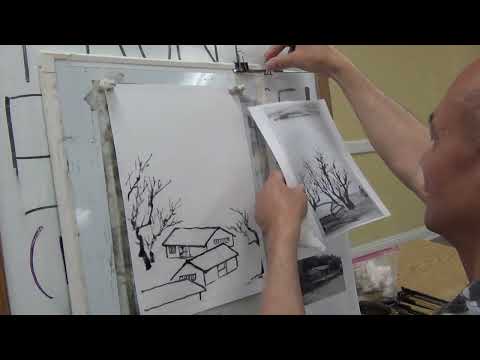 🔴[ LIVE ]  Landscape Class Lesson 6-3: Combined Copy of Qi Baishi's  Houses with Winter Trees