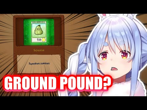 Pekora's Cute Reaction to Squash Ground Pound in Plants Vs Zombies