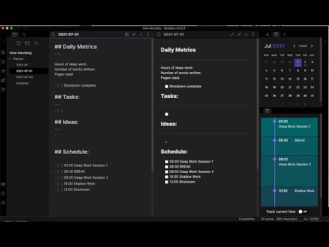 Time-blocking in Obsidian