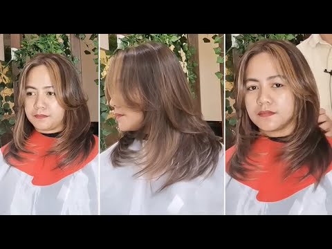 Perfect Medium Length Layered Haircut With Curtain Bangs | Layered Hairstyle Women