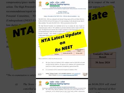 NTA Official Notice on Re NEET 2024 | NEET 2024 Latest Update #neet #neet2024