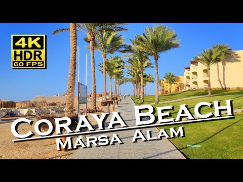 Marsa Alam Coraya Beach Walk Egypt 4K 60fps HDR Dolby Atmos 💖 Afternoon Walk 👀 Walking Tour 🇪🇬