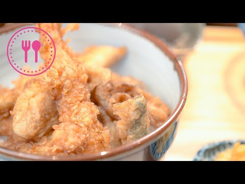 TENDON:GORGEOUS TEMPURA of OYSTER, CONGER EEL and BIG SHIRIMP in Shibuya, JAPAN