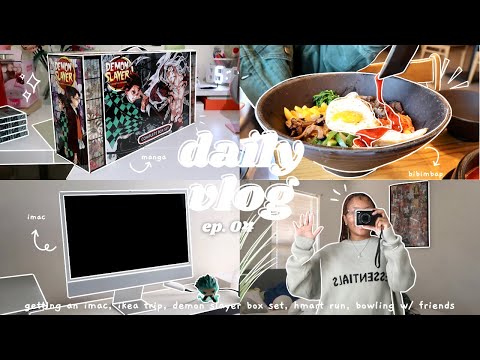 🌱 daily vlog | getting an imac, ikea trip, demon slayer box set, hmart run, bowling w/ friends ✩°。⋆