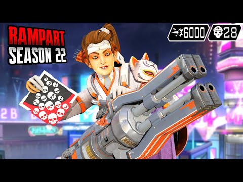 RAMPART 28 KILLS & 6000 DAMAGE IN NEW SEASON 22 (Apex Legends Gameplay)