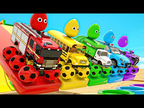 Wheels on the Bus + Ice Cream - Colorful eggs and big soccer balls, Baby Nursery Rhymes & Kids Songs