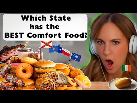 Irish Girl Reacts to The Number 1 American Comfort Food From Every State in the USA!