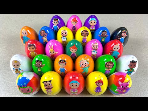 Cleaning Pinkfong, Cocomelon Chicken Eggs with Rainbow CLAY In Park ! Satisfying ASMR Videos