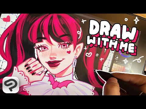 ♡ draw with me 🦇 draculaura // KAMVAS 13 REVIEW