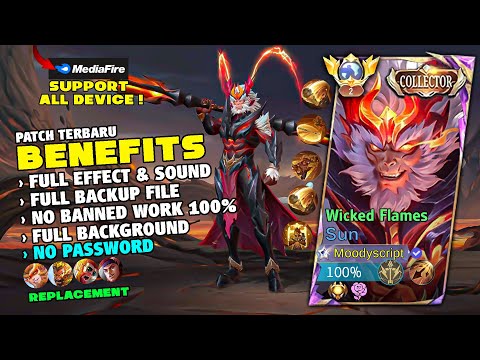 FIXED BUG! | Sun Collector Wicked Flames Skin Script No Password | Full Effect & Full Sound | MLBB