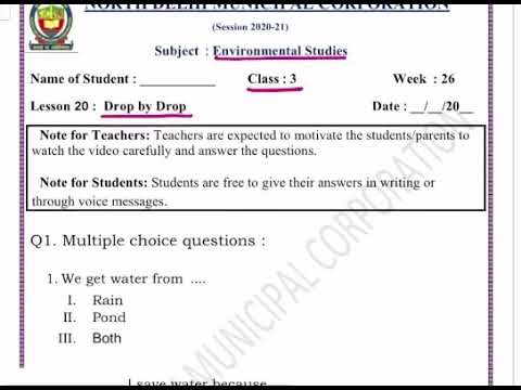 Class 3 EVS | drop by drop | week 26 | FirstStep | worksheet Solution l 16.12.20