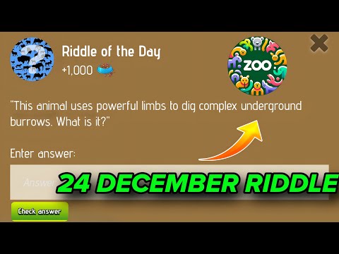 Riddle Of The Day Zoo 24 December | Zoo Riddle Of The Day 24 December | Riddle Of The Day Code Zoo