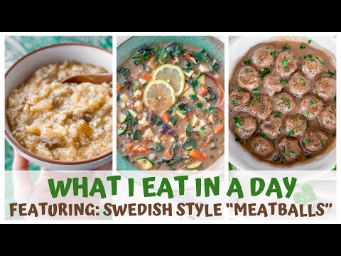 WHAT I EAT IN A DAY featuring RAW VEGAN SWEDISH STYLE MEATBALLS IN GRAVY