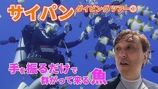 【ネイチャー映像でつづる世界海底旅行記】サイパン・ダイビング・ツアー②　手を振るだけで群がる魚の大群！　トビエイもあるよ【ダイビングのある旅】