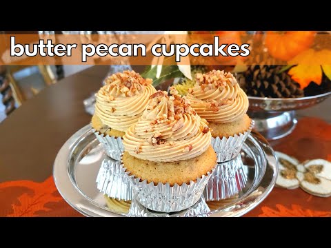 Butter Pecan Cupcakes with Brown Sugar Cream Cheese Frosting!