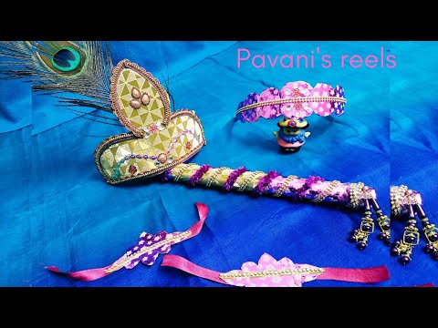 beautiful Krishna crown and ornaments making #diycrown#krishnaornaments