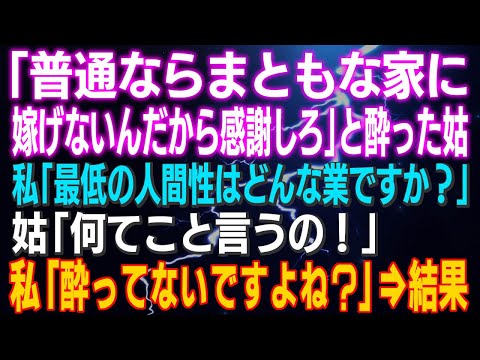 【スカッとする話】「普通ならまともな家に嫁げないんだから感謝しろ」と酔った義母 私「お義母さんの最低の人間性はどんな業ですか？」義母「ファッ！何てこと言うの！」私「酔ってないですよね？」⇒結果