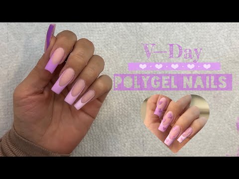 💕Valentine nails | ✨POLYGEL | 💜Purple Nail Art